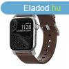 Nomad Leather Strap Brown, silver - Apple Watch Ultra (49mm)