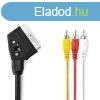 Nedis CVGP31130BK10 SCART kbel, 3x RCA frfi, Nikkelezett, 