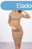 Szett szoknya s crop-top modell 9084 camel szn
