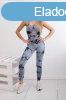 Sport fels szett pntokkal s push-up leggings 82378 szrke
