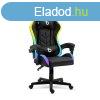 RGB LED-es gamer szk - karfval, prnval - fekete
