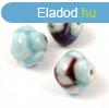 Porceln gyngy - cotton ball - Sky Blue Oxblood - 16 x 17mm