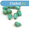 Cseh csiszolt csepp gyngy 8x6mm - Turquoise Green Picasso-6
