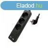 Hosszabbt 3-as elosztval (3 fldelt + 2 USB) fekete - 5 m