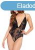  Deep V Floral Lace Teddy Black O/S 