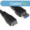 Akyga AK-USB-13 microUSB/USB3.0 cable 1,8m Black