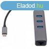 Akyga AK-AD-66 HUB USB Type-C to 3x USB 3.0 Network Card 10/