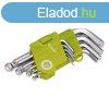 imbuszkulcs klt., rvid, Cr40 gmbfej, TV/GS; 9db, 1,5-10mm