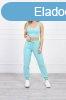 Crop-top trningruha szett pntokkal, modell 9334 mentol