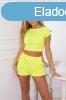 Pamut szett trik s rvid nadrg modell 9079 neon srga