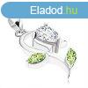 925 ezst szett, medl s flbeval, tltsz s zld cirkn