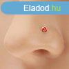 14K srga arany orrpiercing, egyenes - kerek csillog piros 