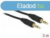 DeLock Stereo Jack Cable 3.5 mm 3 pin male > male 3m Blac