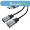 USB-C ? USB-C + Jack 3,5 mm-es audioadapter XO NBR160B (feke