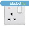 LONDON SINGLE SOCKET WITH 1P BUTTON SWITCH NEON WH