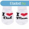 Csecsem pamut zokni New Baby I Love Mum and Dad fehr 62 (3