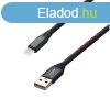 MobilNET Adat- s tltkbel TPU USB/Lightning, 2A, 2m, feke