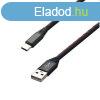 MobilNET Adat- s tltkbel TPU USB/USB-C, 2A, 2m, fekete