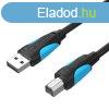 Vention USB-A 2.0 -> USB-B 2.0 (fekete), 1,5m, kbel