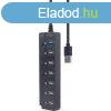 Gembird 7-portos USB3.0 hub fekete portonknt kapcsolhat