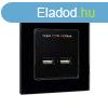 DOUBLE USB SOCKET GLASS FRAME BLACK