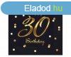 Happy Birthday 30 BandC Black-Gold szalvta 20 db-os 33x33 c