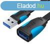 Lapos USB 3.0 hosszabbt Vention VAS-A13-B150 1.5m Fekete