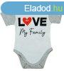 "Love my family" feliratos rvid ujj baba body fe