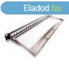 KE-Line Patch panel 1U, fekete, res, 24 db keystone jack sz