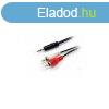 Audio kbel, 3,5 mm jack-2xRCA, 2,5 m, EQUIP