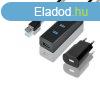 AXAGON HUE-S2BL 4x USB 3.0 hub gyorstlts tmogatssal + h