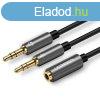 AUX UGREEN audio splitter fejhallgat + mikrofon 3,5 mm-es m