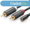 UGREEN AV102 kbel 2x RCA (Cinch) jack 3,5 mm 1m (fekete)