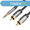 3,5 mm-es dugasz s 2x RCA dug audiokbel, 3 m-es szellzn