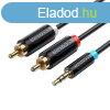 Audioadapter kbel 3,5 mm-es dugasz-2x duga RCA 10 m-es szel