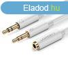 UGREEN 2x3,5mm jack to 3,5mm jack male/famale cable 0,2m Whi