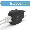 USB Hlzati adapter (2xUSB, fekete)