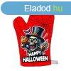 Vicces ednyfog keszty, Happy Halloween, koponya, piros