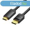 4K DisplayPort-HDMI kbel 2 m-es szellz HAGBH (fekete)