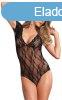 Floral Lace Backless Teddy Black Leg Avenue