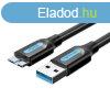 USB 3.0 A to Micro-B cable Vention COPBD 2A 0.5m Black PVC