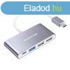 Lention 4in1 Hub USB-C to USB 3.0 + 2x USB 2.0 + USB-C (gray