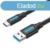 USB 3.0 A s USB-C kbel Vention COZBH 2m Fekete PVC