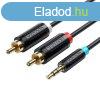 Audio kbel 3.5mm 2x RCA Vention BCLBH 2m Fekete