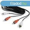 Gembird 2db RCA M/M audio kbel 1.8m fekete