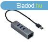 I-TEC USB 3.0 Metal HUB 3 Port+Gigabit Ethernet Adapter Grey