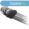 Torx kulcs klt., cv. ; 9db, lyukas, t10,15,20,25,27,30,40,45