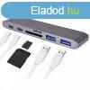 USB eloszt HUB MacBook-hoz, Type-C, USB 3.0, SD, Micro SD, 