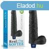  9" REAL SOFTEE Rechargeable Vibrating Dildo(Black) 