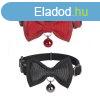 Collar set Dogness for cats 2 pcs (Genuine Leather Red/Fiber